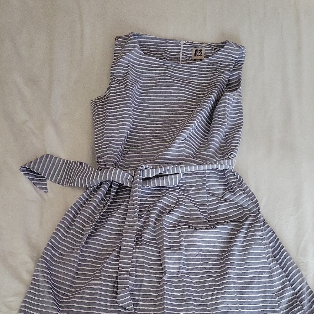 Striped Sleeveless Dress with Belt